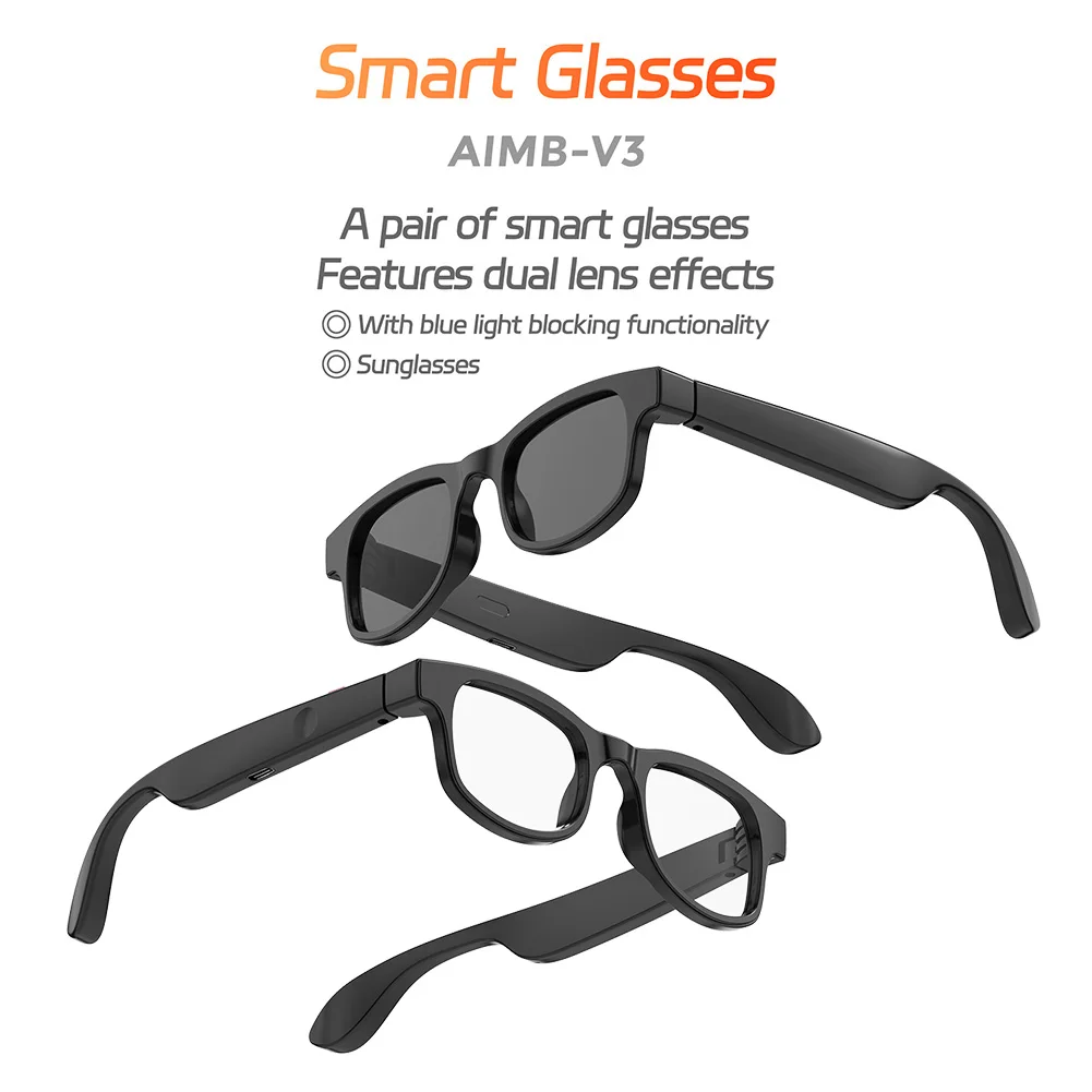 

AI Translation BT Audio Glasses 144 Language Built-in Mic & Speakers Smart Sunglasses for Office Driving Cycling Outdoor Sports