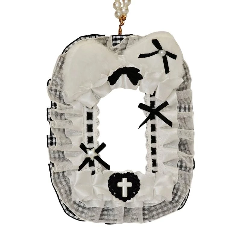 Unqiue Lace and Plush Card Holder Beaded Chain Keychain for Bags and Backpacks