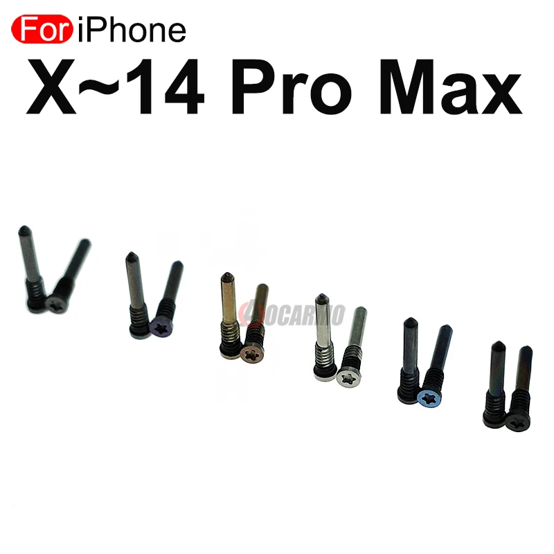 10Pcs/Lot For iPhone X XS Max XR 11 12 13 14 mini Pro Max Bottom Screw Bolts Black Silver Purple Blue Green Gold Replacement