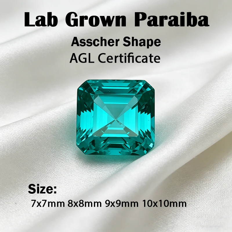 

Lab Grown Paraiba Gemstone Asscher Shape Loose Gemstones For Jewelry Setting Multi Shapes Available Asscher Princess Rectangle