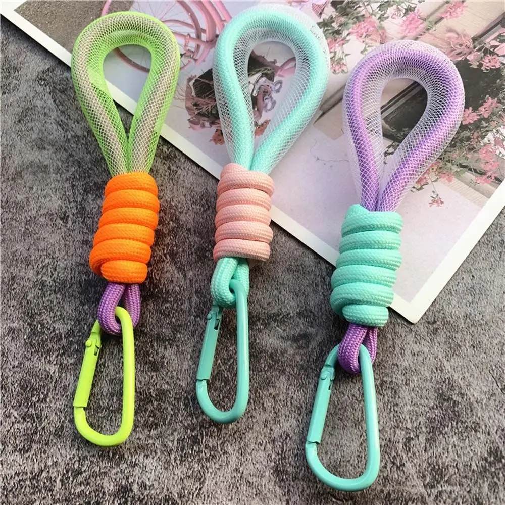 Universal Mesh Lanyard Keychain Simple Fashion Fluorescent Color Phone Hanging Cord Colorful Braided Strips Key Rings