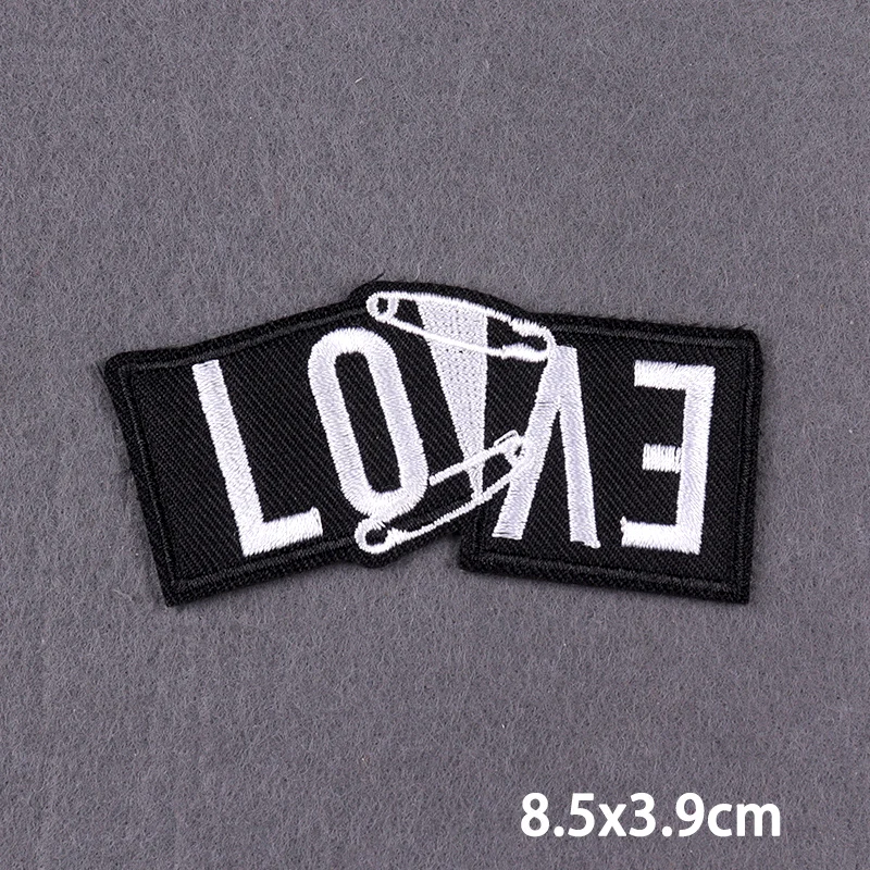 Schwarzer Aufnäher mit Slogan zum Aufbügeln für Kleidung, DIY-Stickerei-Applikation, Bügelbare Aufnäher, DIY-Bügelsticker, Abzeichen – Detail 25