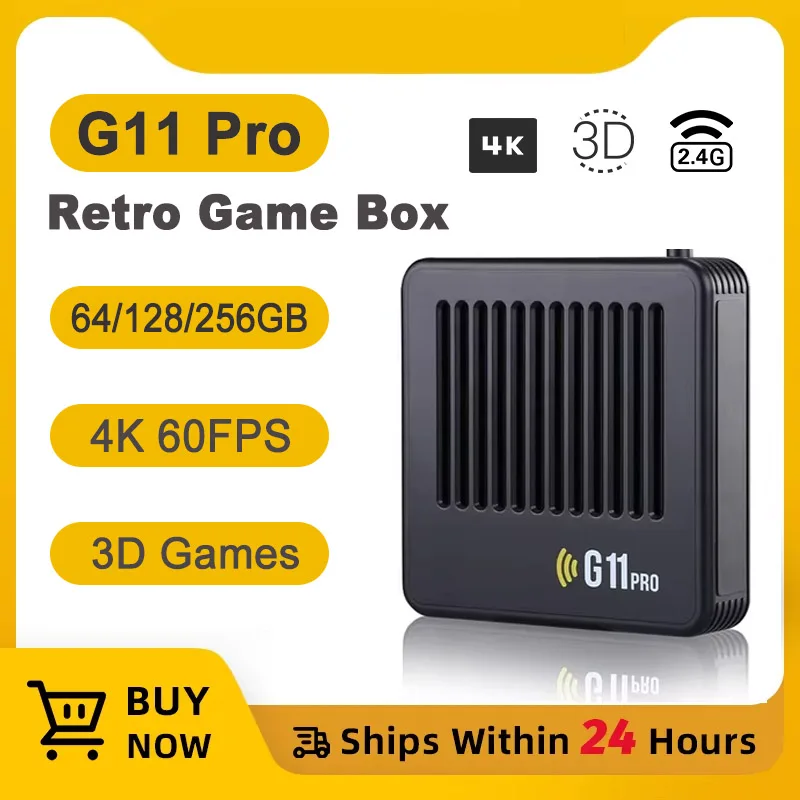 G11 Pro Retro Video Game Box Built in 10000+ Games Ultra Low Latency 4K HDMI-Compatible Output with 2.4G Wireless Dual Gamepad