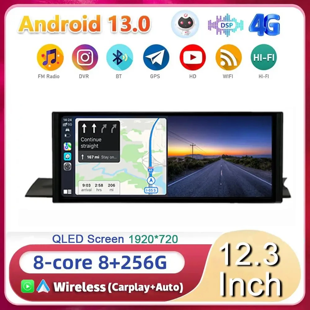 

12.3" Android 13 Wireless Carplay Auto For Audi A4L A4 B9 A5 2016-2020 RHD Car Radio Multimedia Player Stereo WIFI+4G Head Unit