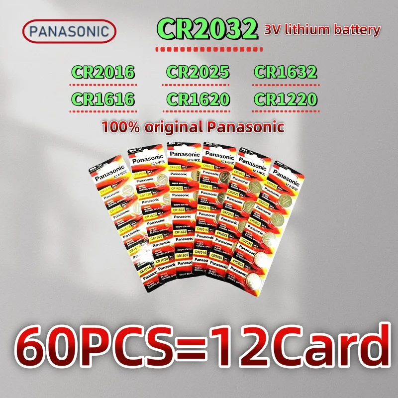 60Pcs Original Panasonic CR2032 CR2025 CR2016 CR1632 CR1616 CR1620 CR2450 CR2430 3v Lithium Battery cr 2032 Watch Batteria