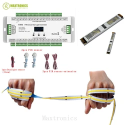 ES32 32CH PIR Sensor Stair Light Controller Human Body Infrared Inductive Switch Step Lamp Control for Single Color RGB Strip