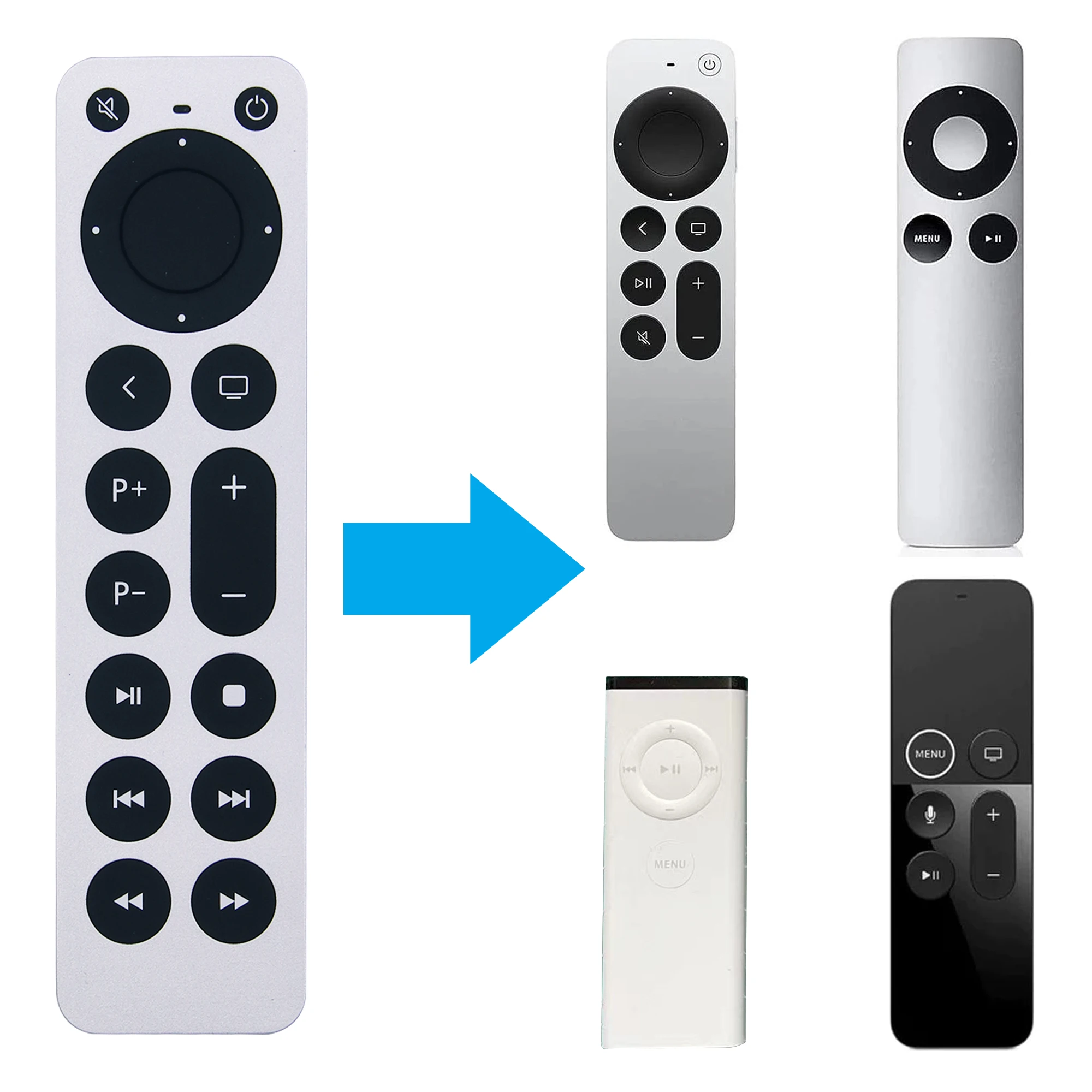 Zamienny pilot Apple TV do Apple tv 4K Gen 1 2 3 4 HD A2169 A1842 A1625 A1427 A1378 A1218 z funkcją sterowania zasilaniem i telewizorem