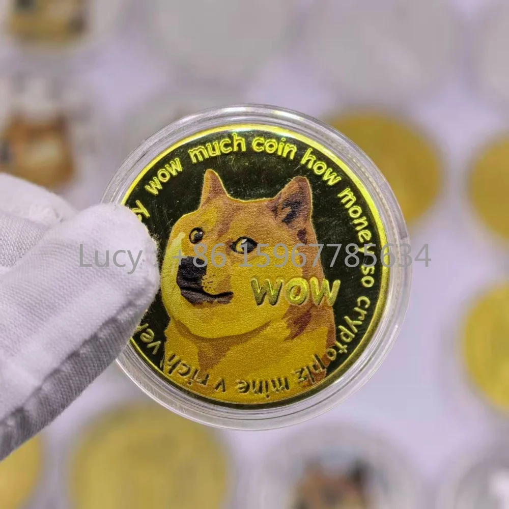 عملة دوجي مطلية بالذهب مطلية بالفضة WOW لطيف دوجي ديكورات المنزل هدايا تذكارية للعملات المعدنية #1