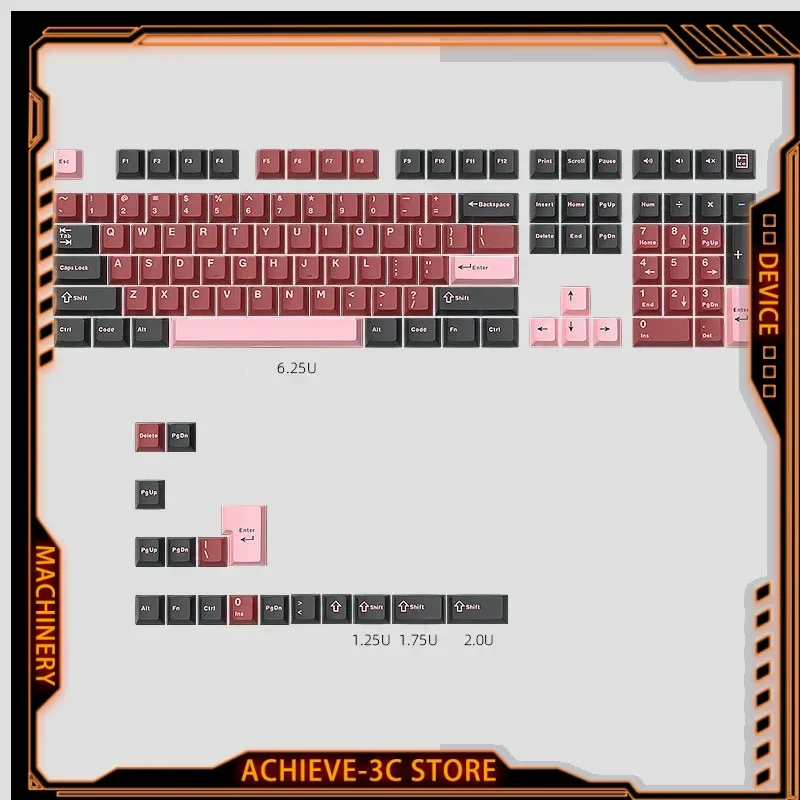 

125 Keys PBT Cherry Keycaps MX Switch Mechanical Game Keyboard Keycap Three Color Matching for 61/68/84/87/98/110/104/108 Keys