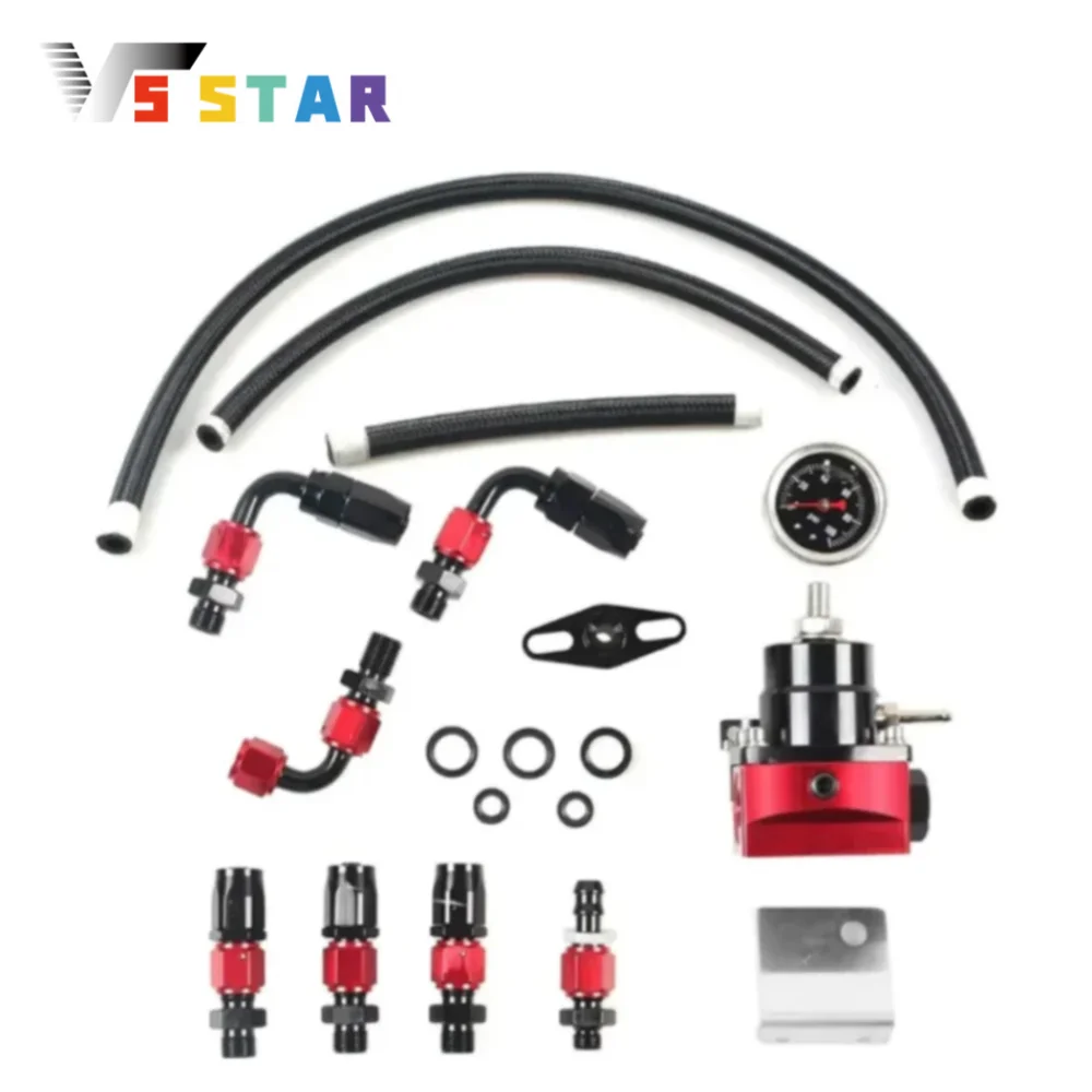 Regulador de presión de combustible EFI universal ajustable AN6 para 7MGTE MKIII con accesorios de manguera y puerto de manómetro de aceite NPT de 1/8 pulgadas