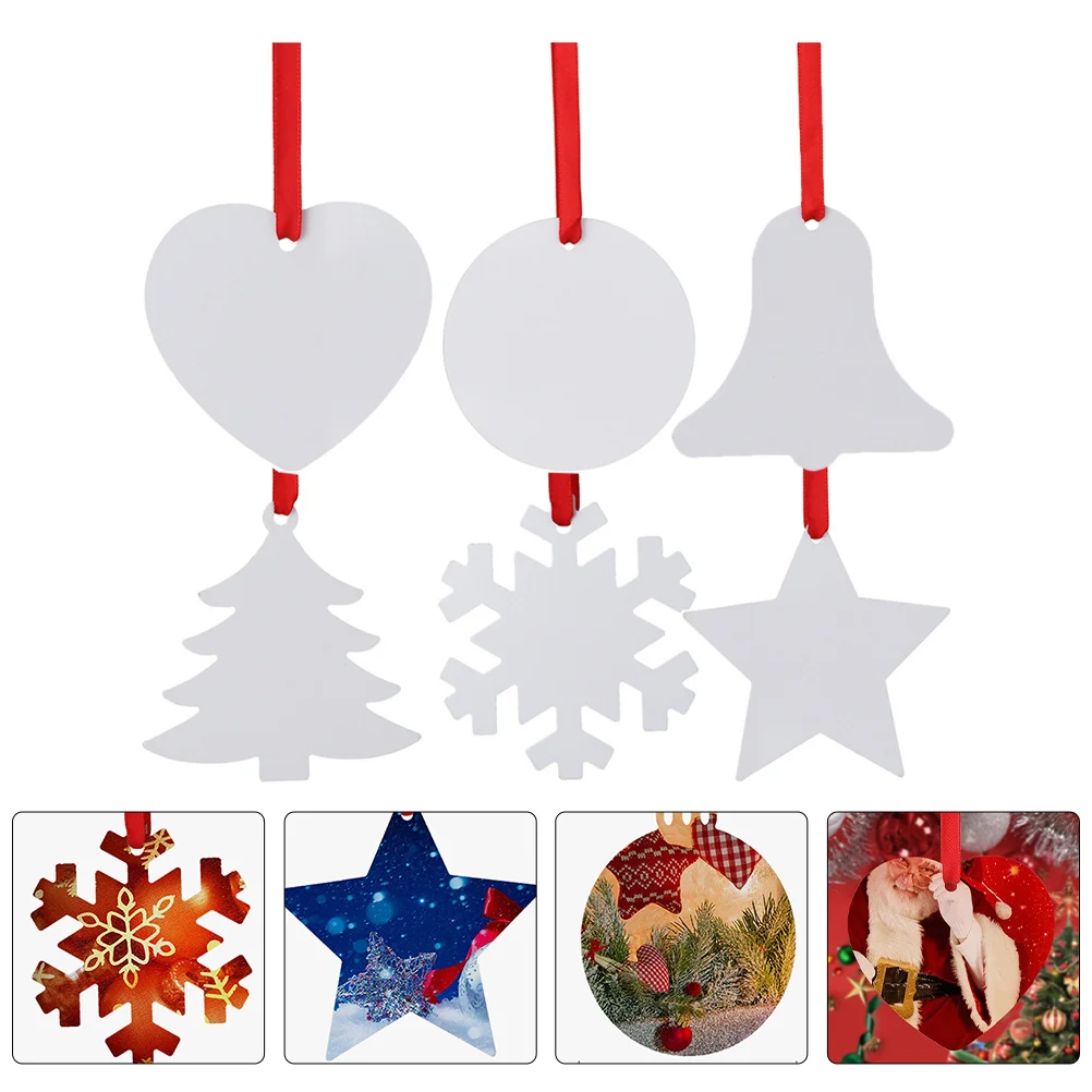 

6Pcs Christmas Sublimation Pendants DIY Xmas Tree Ornaments Personalized Home Decor Heat Transfer Holiday Accessories