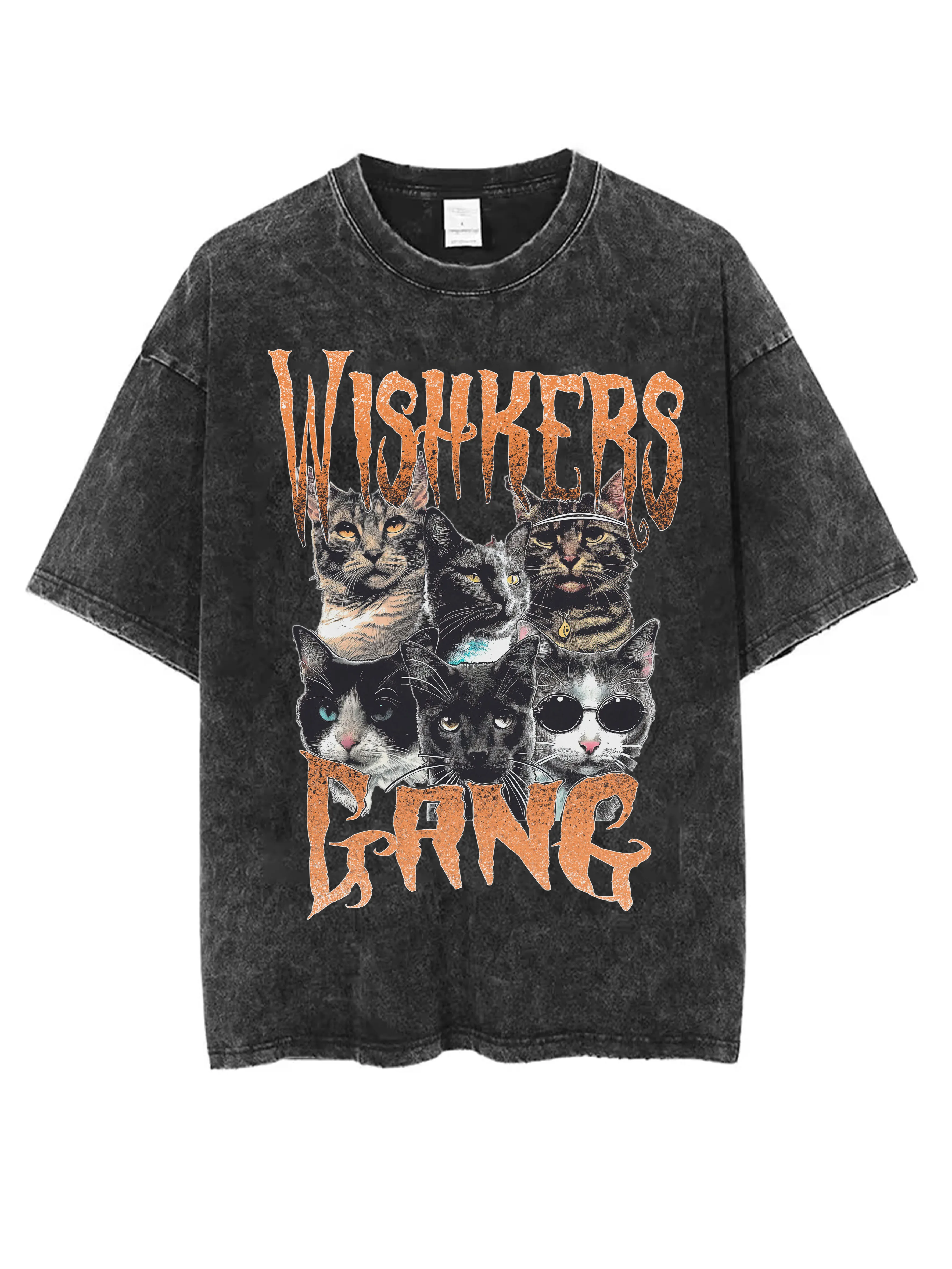 

Whiskers Gang When all else fails God doesn't Unisex Washed Black T-Shirt Loose Fit Round Neck for Women for Winter Christmas