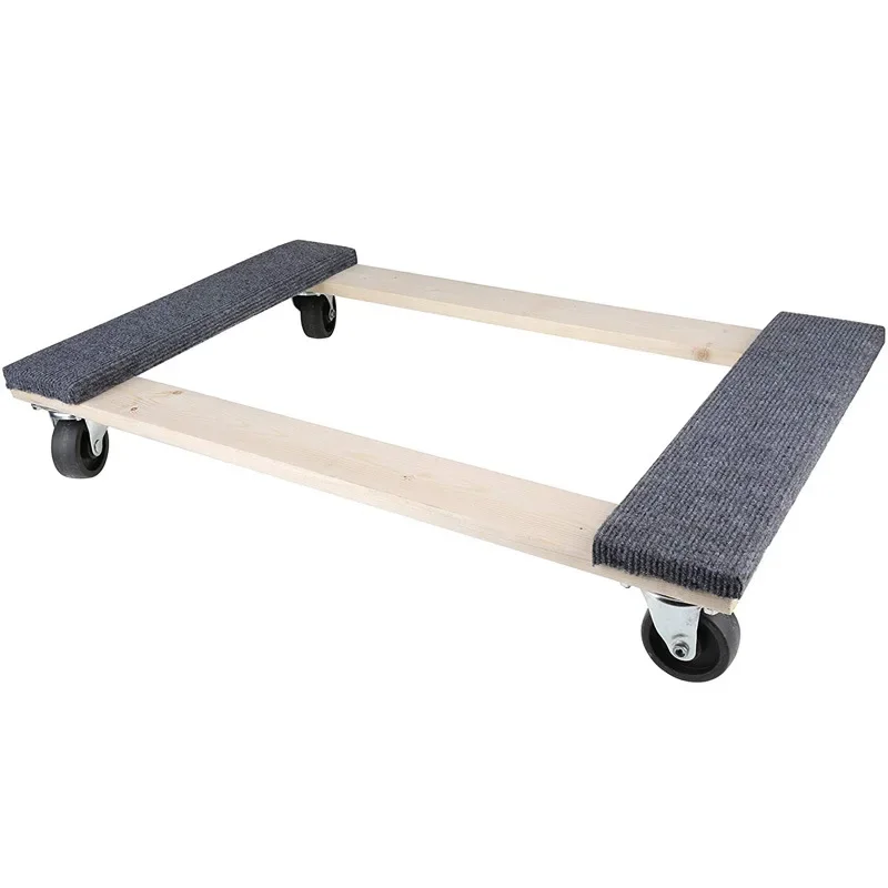 

Solid wood high load-bearing logistics moving trolley, wooden furniture tool cart