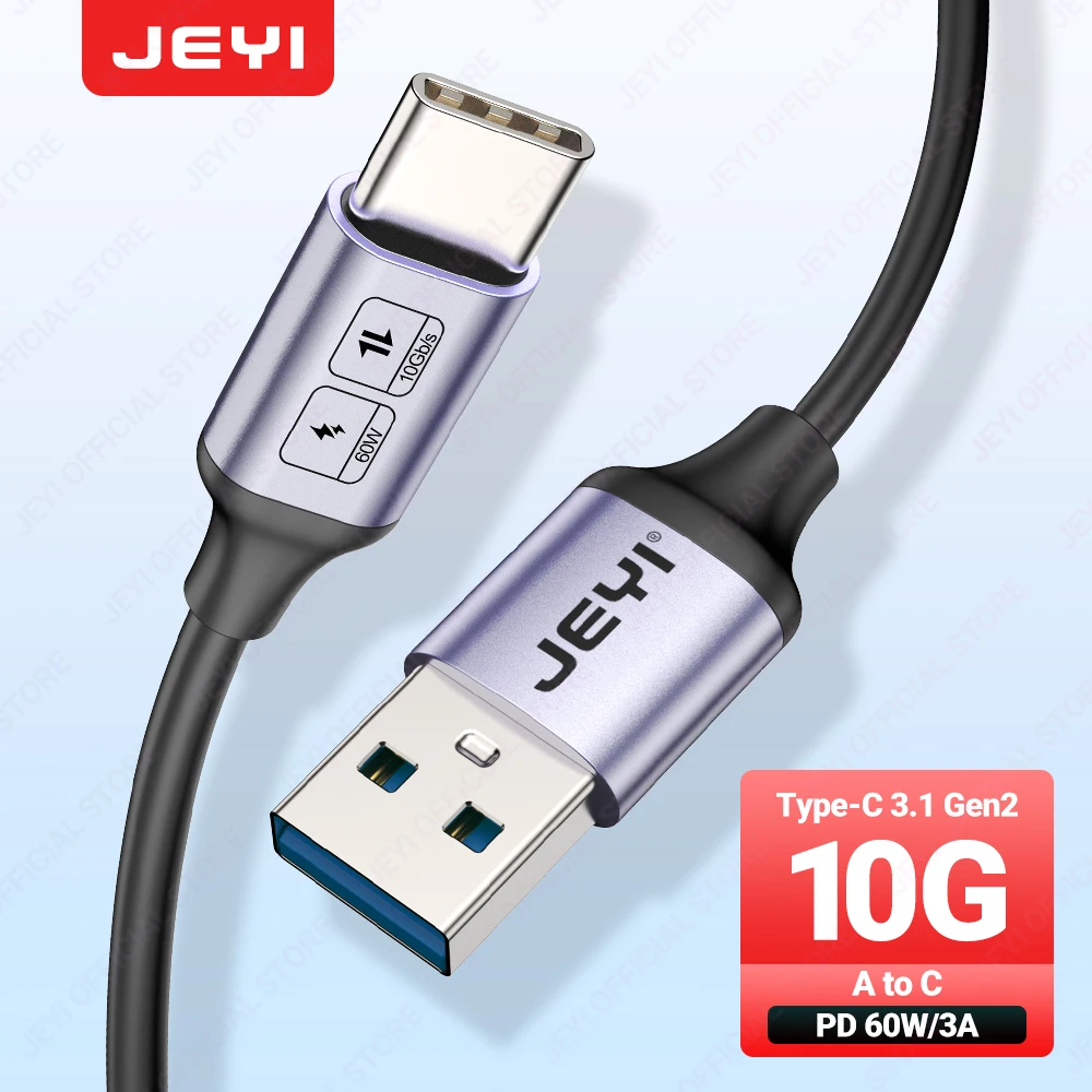 

JEYI USB A to Type C Cable 60W Fast Charging 10Gbps Data Cord USB Charger for Samsung Xiaomi HTC Redmi Huawei Mobile Phone USB-C