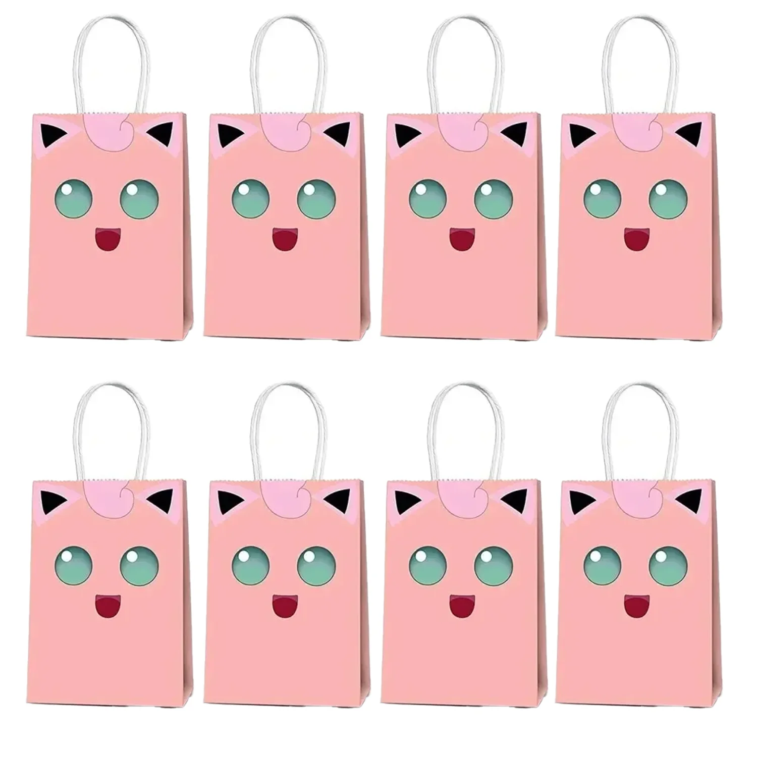 8 Pcs Pokemon Kraft Paper Handles Bag Festival Paper Bag High Quality Colorful Handle Box Shopping Bags Wedding Party Favor Gift