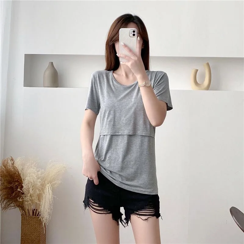 Maternity Top Modal Lactation Clothing Breastfeeding T- shirt Pregnancy Clothes For Pregnant Women