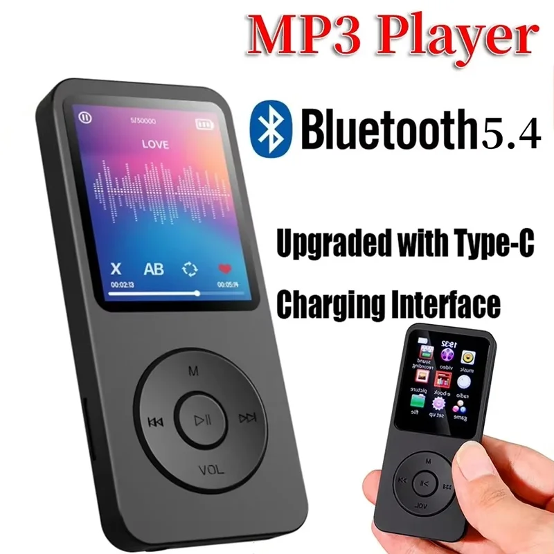 MP3 Type C Portable Walkmen Bluetooth 5.4 Music Stereo Player Support E-Book Recording FM Radio For Student Sport Auto Browse