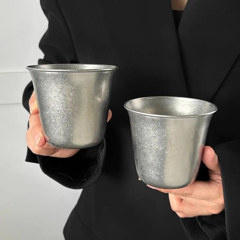 #New.Retro Matte Stainless Steel Cups,Metal Drinking Tumblers,Shatterproof Cups for Cold Drinks,Cocktails,and Outdoor Activities