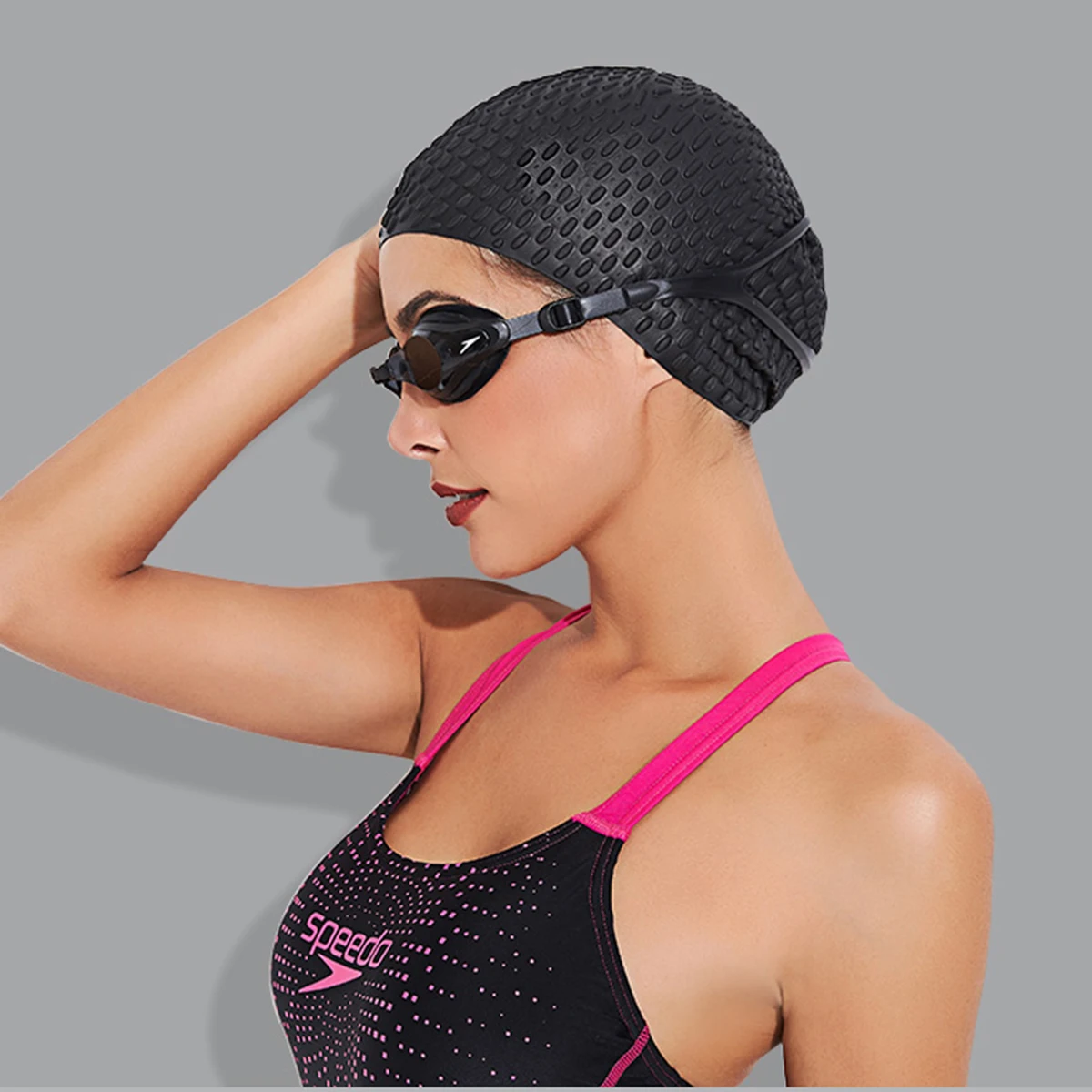 

Swimming Cap Unique Decorative Patterns Unisex Waterproof Hat Drop Silicone