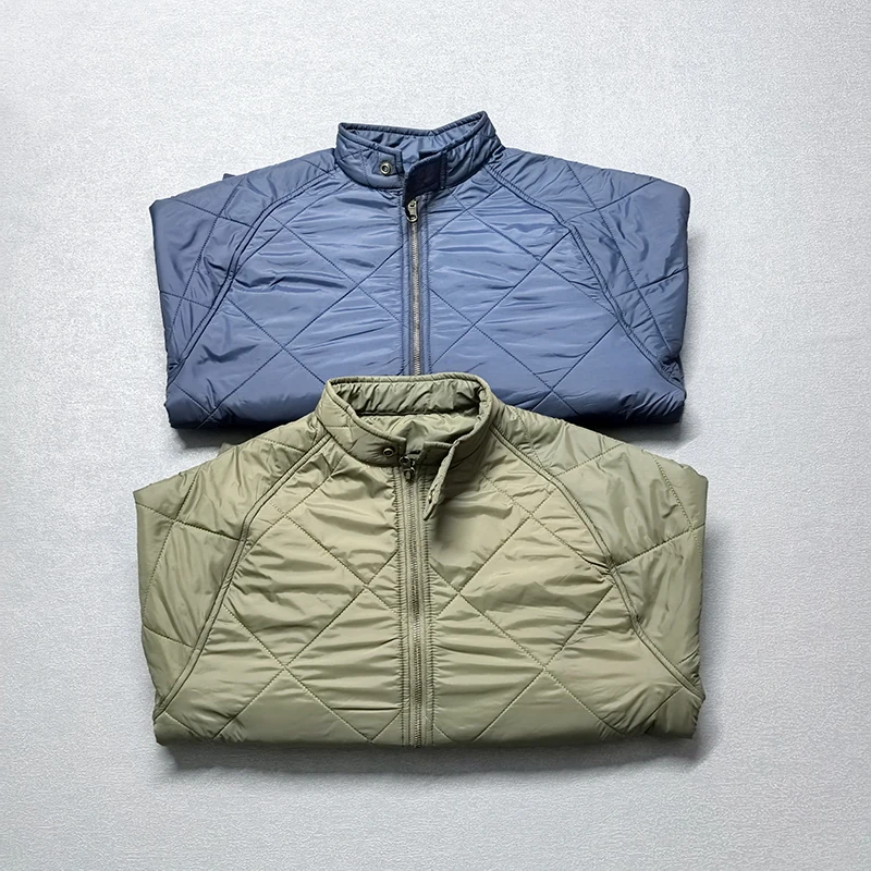 

2025 Autumn and Winter New American Retro Diamond Quilted Jacket Men's Simple Stand Collar Thick Casual Coat Double-sided Wear