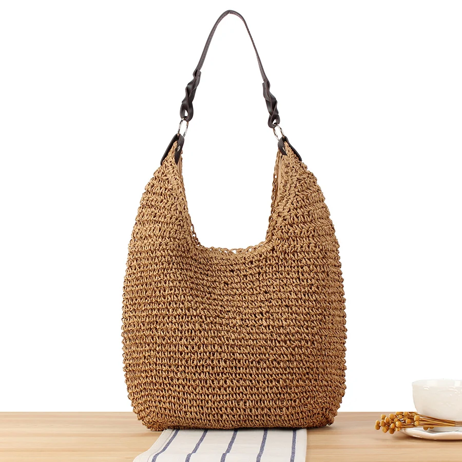 

Hand-woven Straw Women's Shoulder Handbag Bohemian Summer Fashion Beach Large Capacity Tote Bag Travel Weaving Shopping Bags Sac