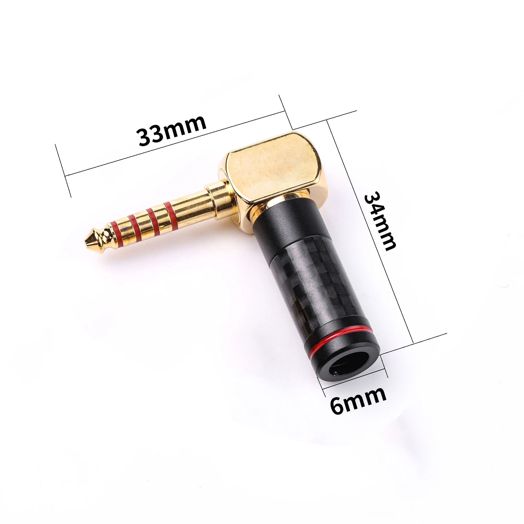 Carbon fiber 4.4 pure copper curved plug 4.4mm balanced DIY headphone cable plug HiFi accessories