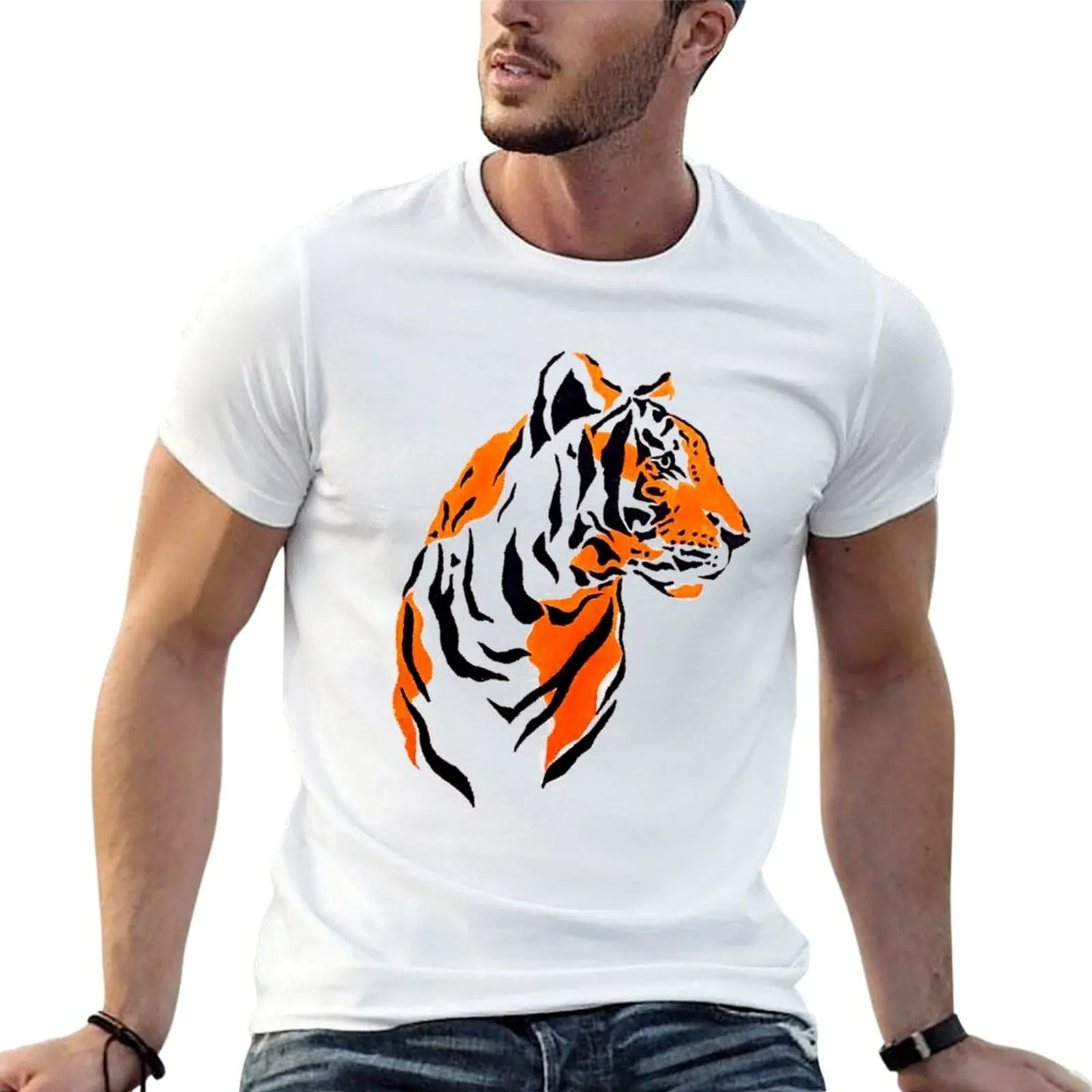 

shirt cotton man t painted high case for T-Shirt graphic tees shirts quality t tiger man Phone Hand