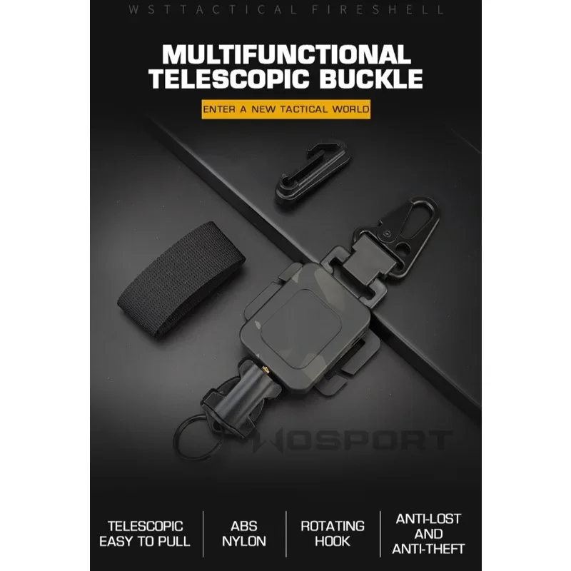 

Tactical Pistol Retractable Sling Swivel Nylon Rope Metal Steel Clip Key Chain Key Storage Hunting Paintball Accessories