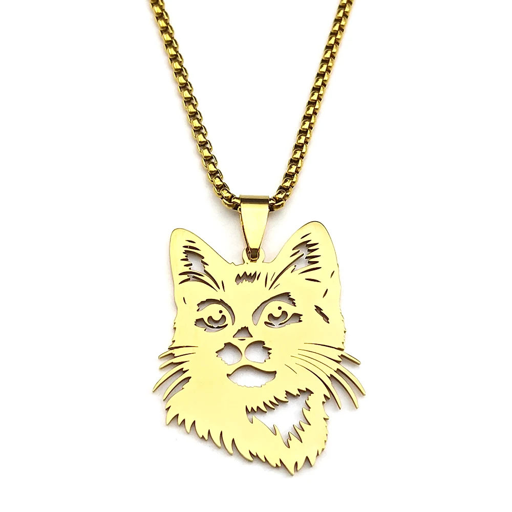 Schöne Katze Kätzchen Kopf Anhänger Halskette Für Frauen Männer Edelstahl Gold Silber Farbe Tier Unsere Familie Kette Schmuck Geschenke – Detail 8