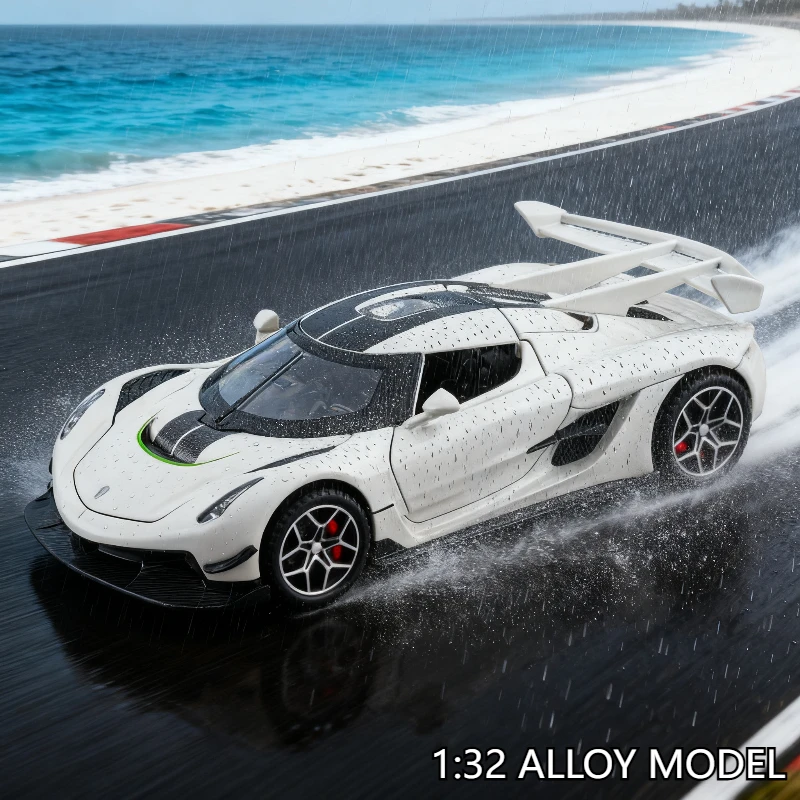 

1:32 Суперкар Jesko, модель автомобиля из сплава, имитация детских игрушек, звуковое освещение, модель автомобиля, украшения, праздничные подарки