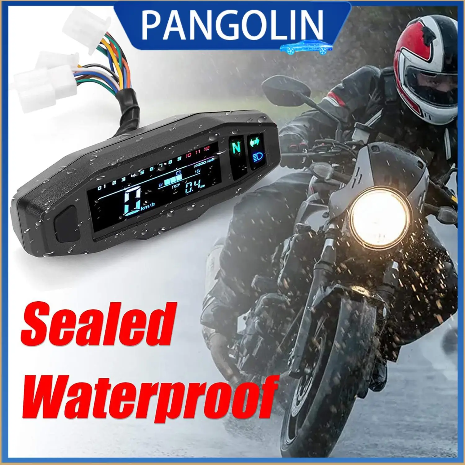 

PANGOLIN 1PC Universal Motorcycle Tachometer RPM Fuel Meter Backlit LCD Digital Electric Injection Carburetor Meter Parts