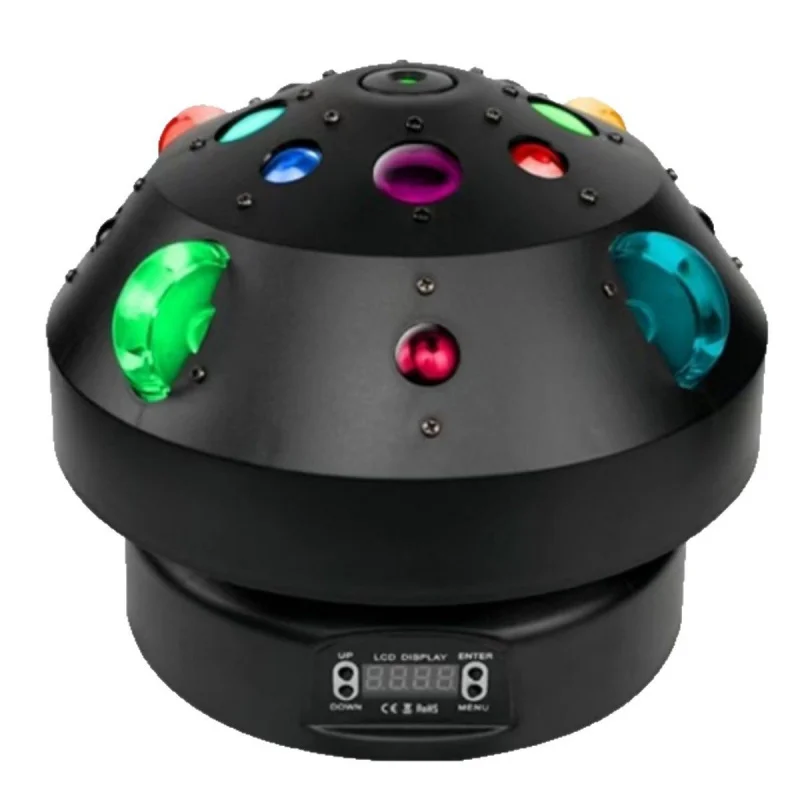 

Cross-Border New Model Infinite Rotation 4-in-1 Little Overlord Stage Light Laser Pattern Sound Control Magic Ball Light Flash L