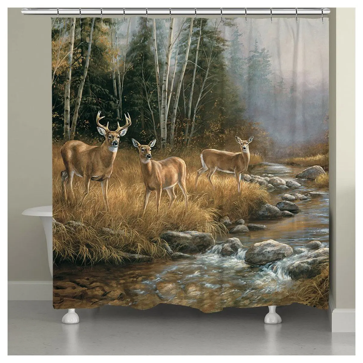 Deer Stream Shower Curtain 71