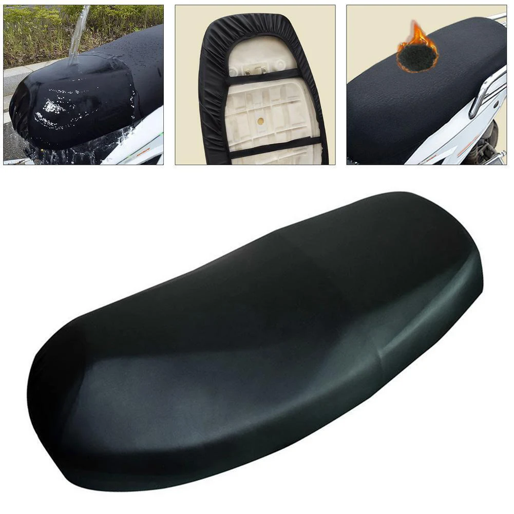 Motorcycle Seat Cover Leather Waterproof Wear-resistant Sunscreen Motorbike Scooter Cushion Seat Cover Protector Cover Black