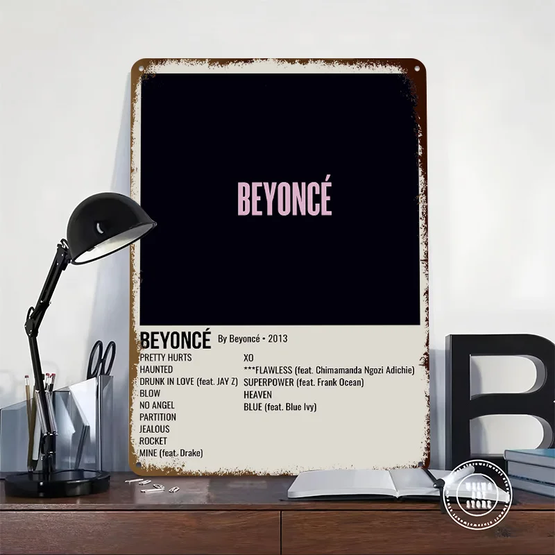 Beyoncé Album Poster Retro 3D Printed Metal Signs Customized Wall Hanging Gift for Luxury Decoration Home Decor Items Tin Sign