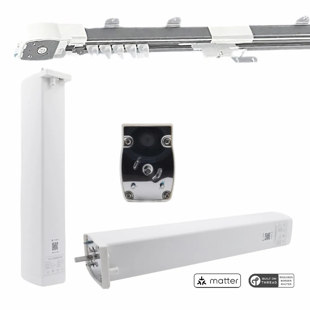 

Matte Over Thread Smart Curtain Motor With Track Set Smart Motorized Curtain Driver Remote App Control Voice Control