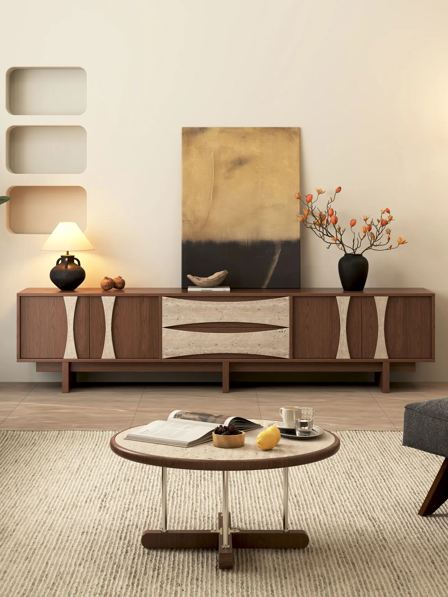 Solid wood TV cabinet, creative storage for small living rooms, and home use