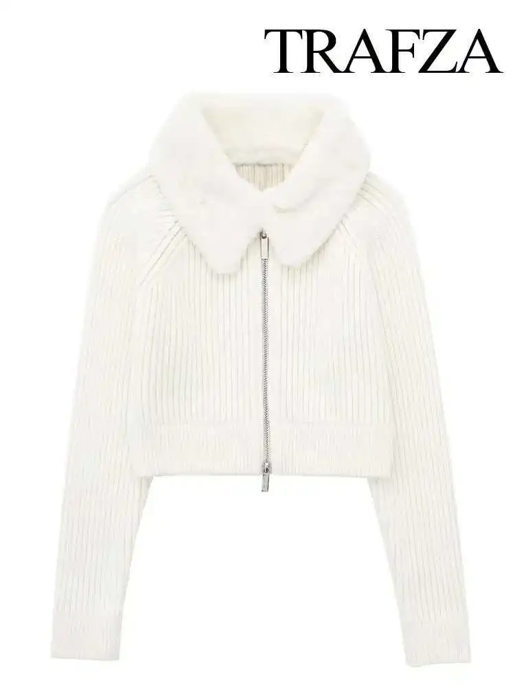 Neue Frauen Chic Casual Warm Weiß Künstliche Pelz Revers Jacke Mantel Vintage Weibliche Lange Sleeve Zipper Oberbekleidung Mode Tops