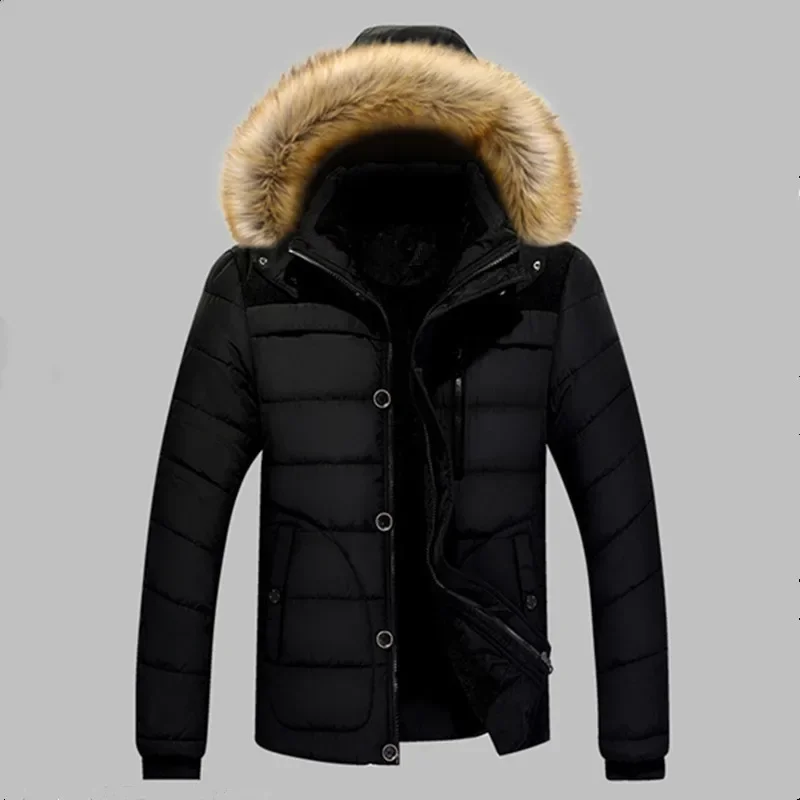 

Male Warm Overcoat Wool Liner Coat Outerwear Thick Winter New Men Warm Cotton Jacket Coats Fur Collar Hooded Parka Down Jackets