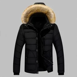 Abrigo cálido de lana para hombre, chaqueta gruesa de algodón con cuello de piel, Parka con capucha, novedad de invierno