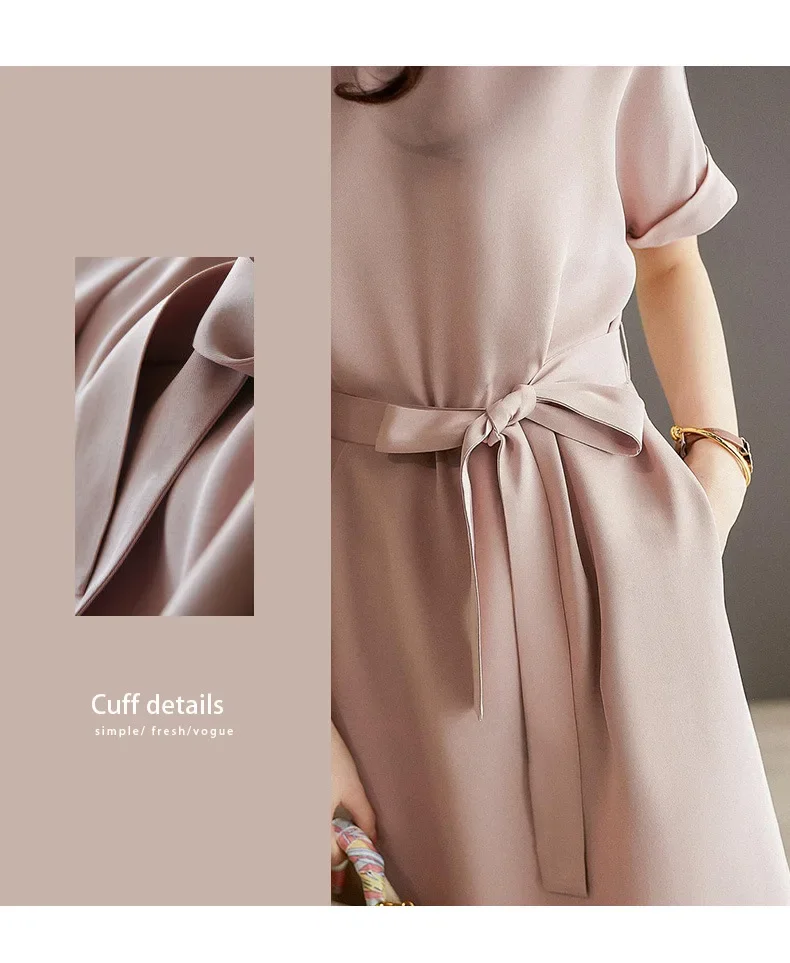 Vestido de seda amoreira temperamento de alta qualidade vestido de seda pesada de alta qualidade rosa 2025 verão feminino