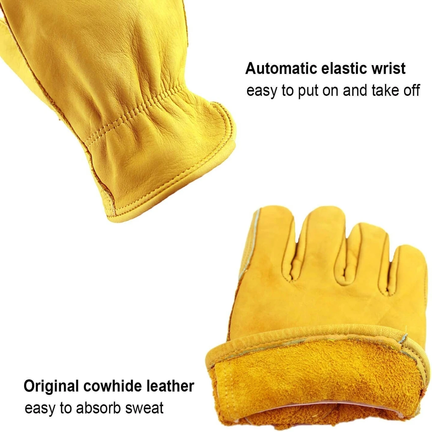 1/3Pairs Work Gloves, Cowhide Gardening Gloves for Wood Cutting//Truck Driving/Garden/Yard Working for Men And Women