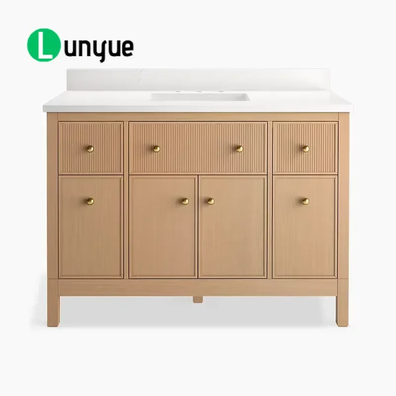 Modern 49 Inch Bathroom Vanity Combo with Sink and Quartz Top Durable Easy Clean for Home Bathroom Furniture