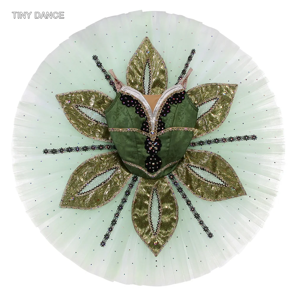 

Профессиональная балетная пачка из зеленого бархата по индивидуальному заказу для девочек и женщин, соло-платье, костюмы для выступлений, классические блинные пачки B26641