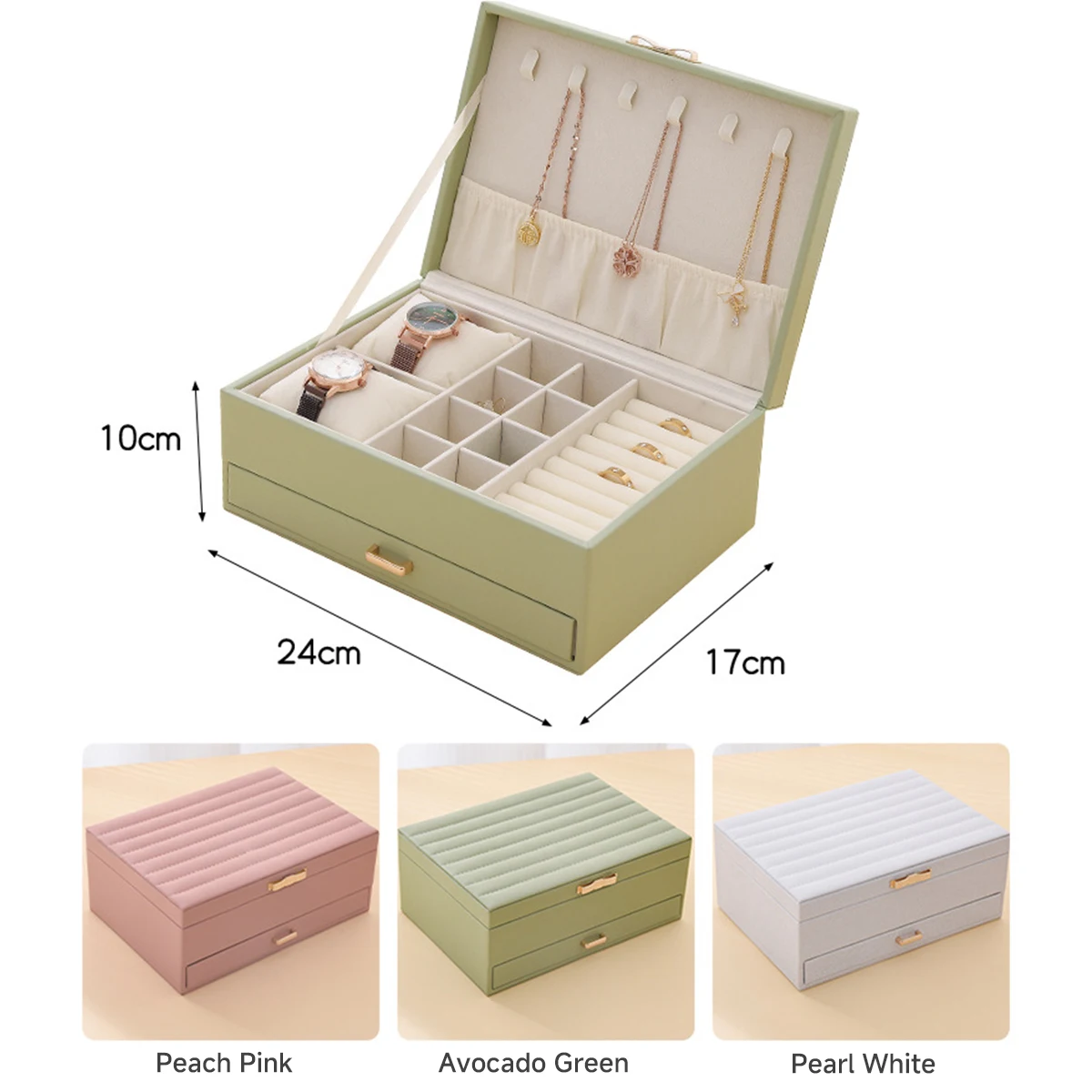 1PC Double-Layer Jewelry Storage Box With Lock For Earrings, Necklaces And Other Accessories,High-grade Exquisite Household Box.
