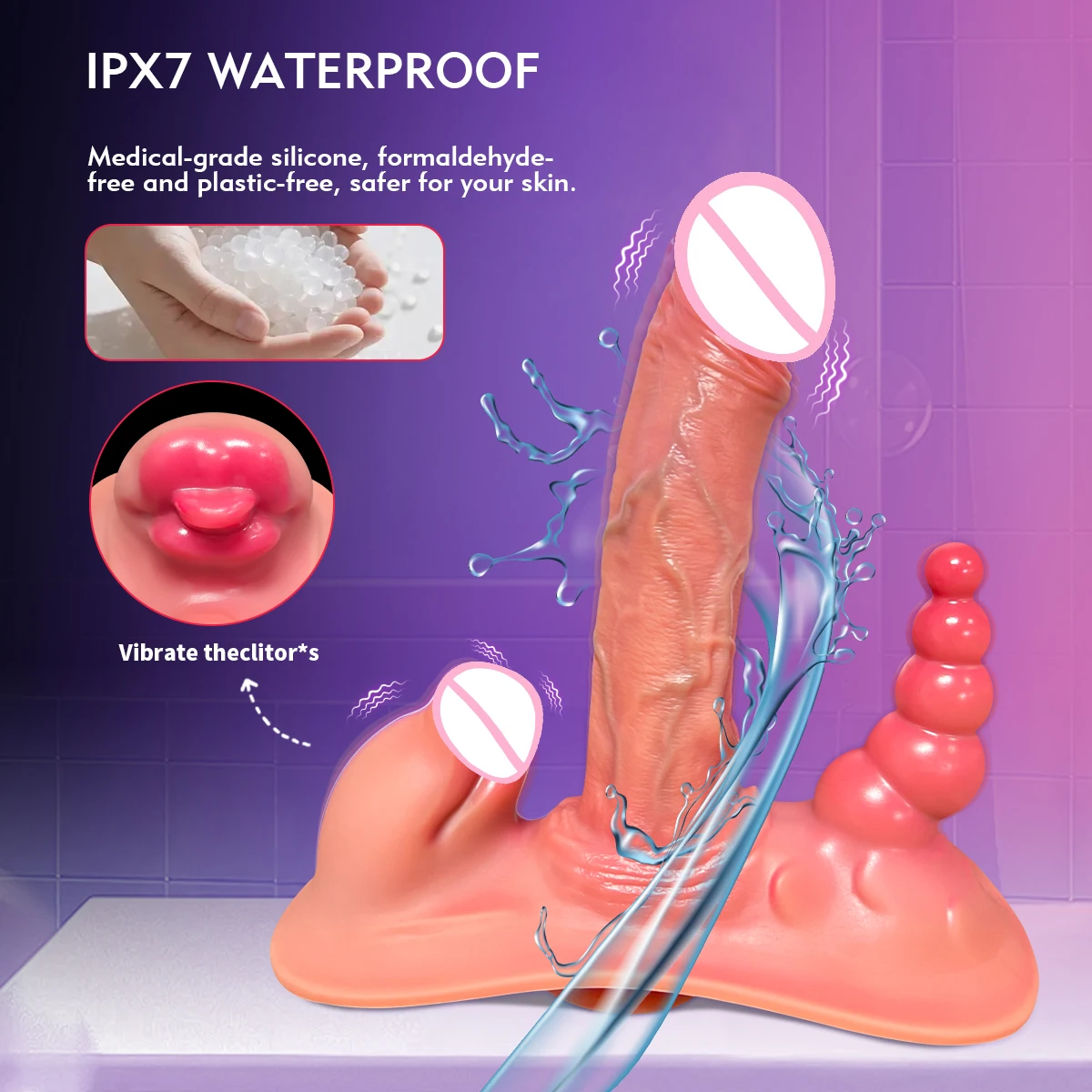 قضيب اصطناعي هزاز مع وظيفة لعق وتلسكوبي في نهاية المطاف G-بقعة ومحفز لعب شرجي مع لعبة جنسية لكأس الشفط