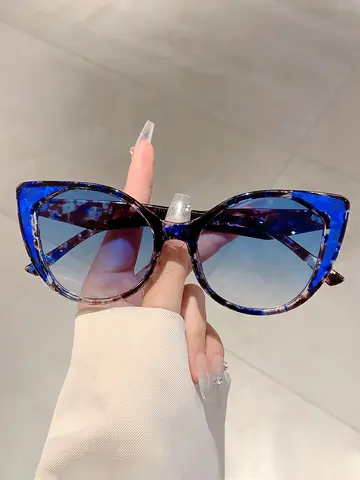 KAMMPT Popular Cat Eye Designer Sunglasses Leopard Decoration Gradient Women's Sun Glasses Ins Brand Trends Shades for Lady