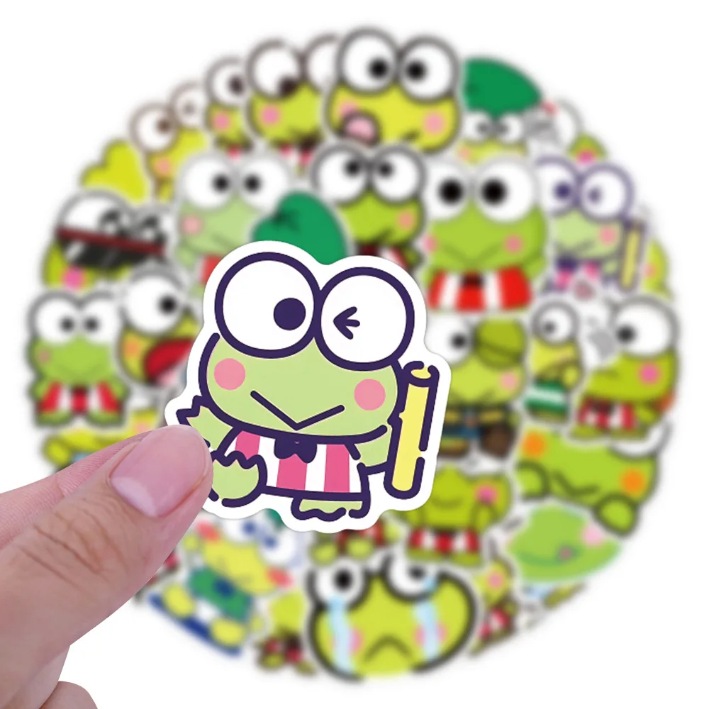 

10/30/60PCS Sanrio Keroppi Cute Creative Decorative Stickers Funny Doodle DIY Helmet Scooter Water Cup Stickers Decal Kids Toy