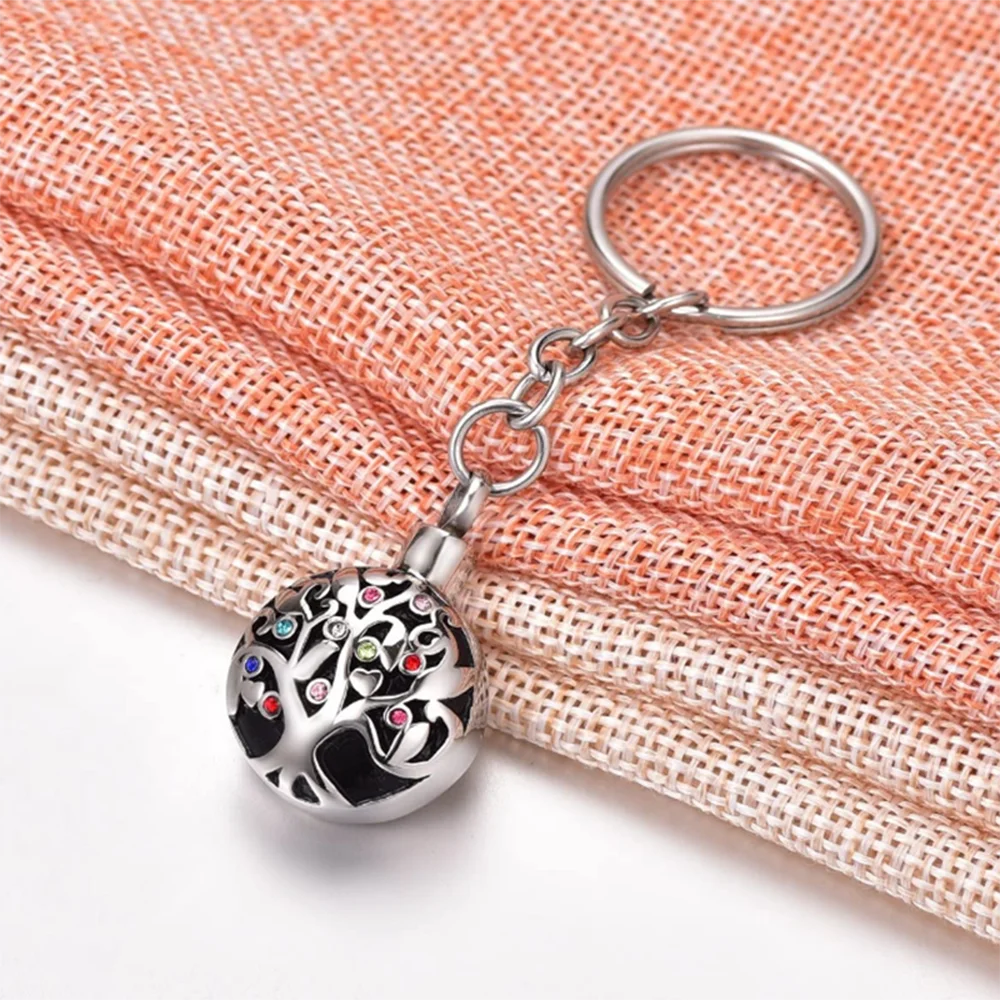 شجرة الحياة الفولاذ المقاوم للصدأ تذكارية تذكار سلسلة المفاتيح ل رماد الحرق خاتم رئيسية يمكن تخصيصها #2