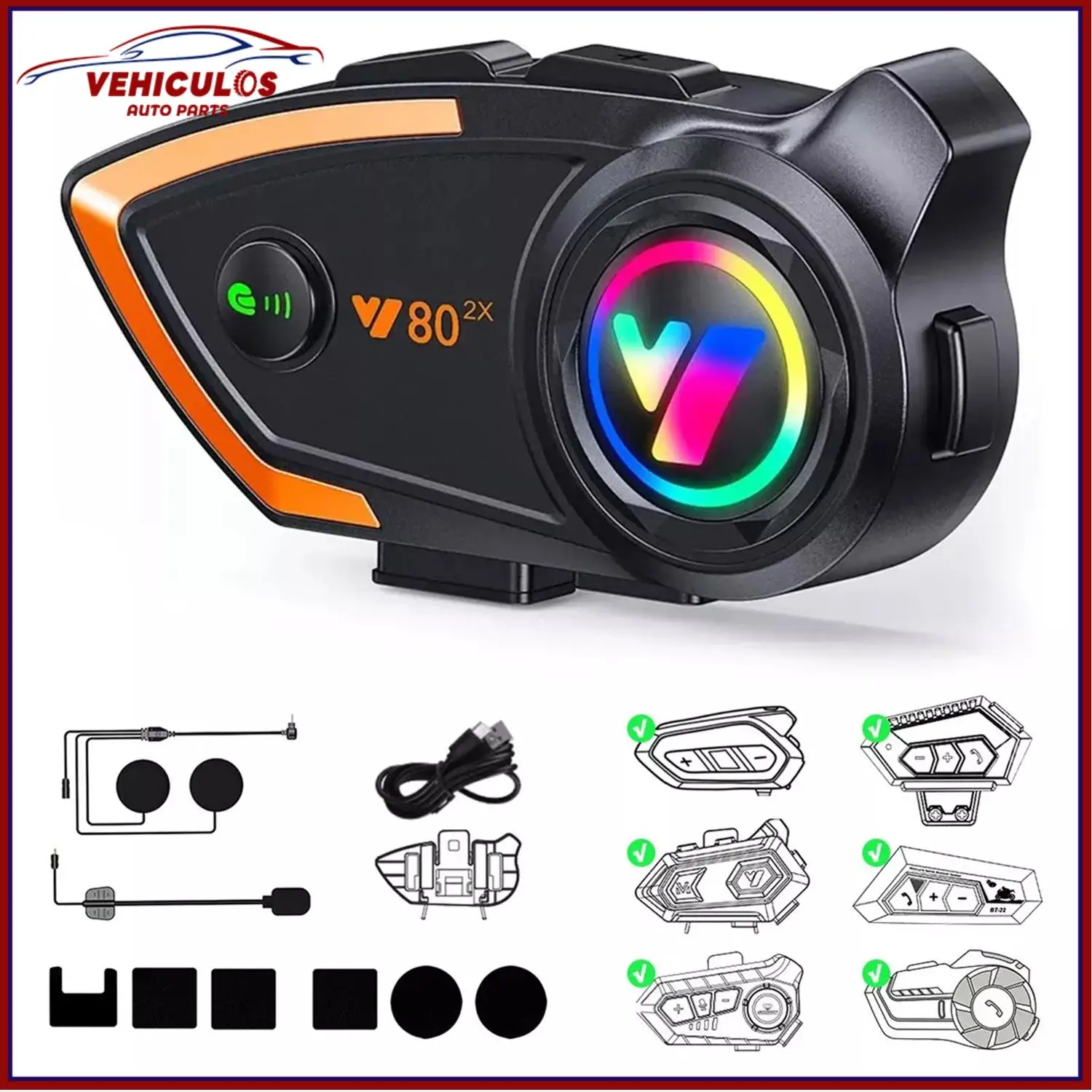 

Y80-2x Bluetooth-гарнитура для шлема, мотоциклетный беспроводной шлем, гарнитура для внутренней связи IPX6, водонепроницаемая рация, велосипедное оборудование